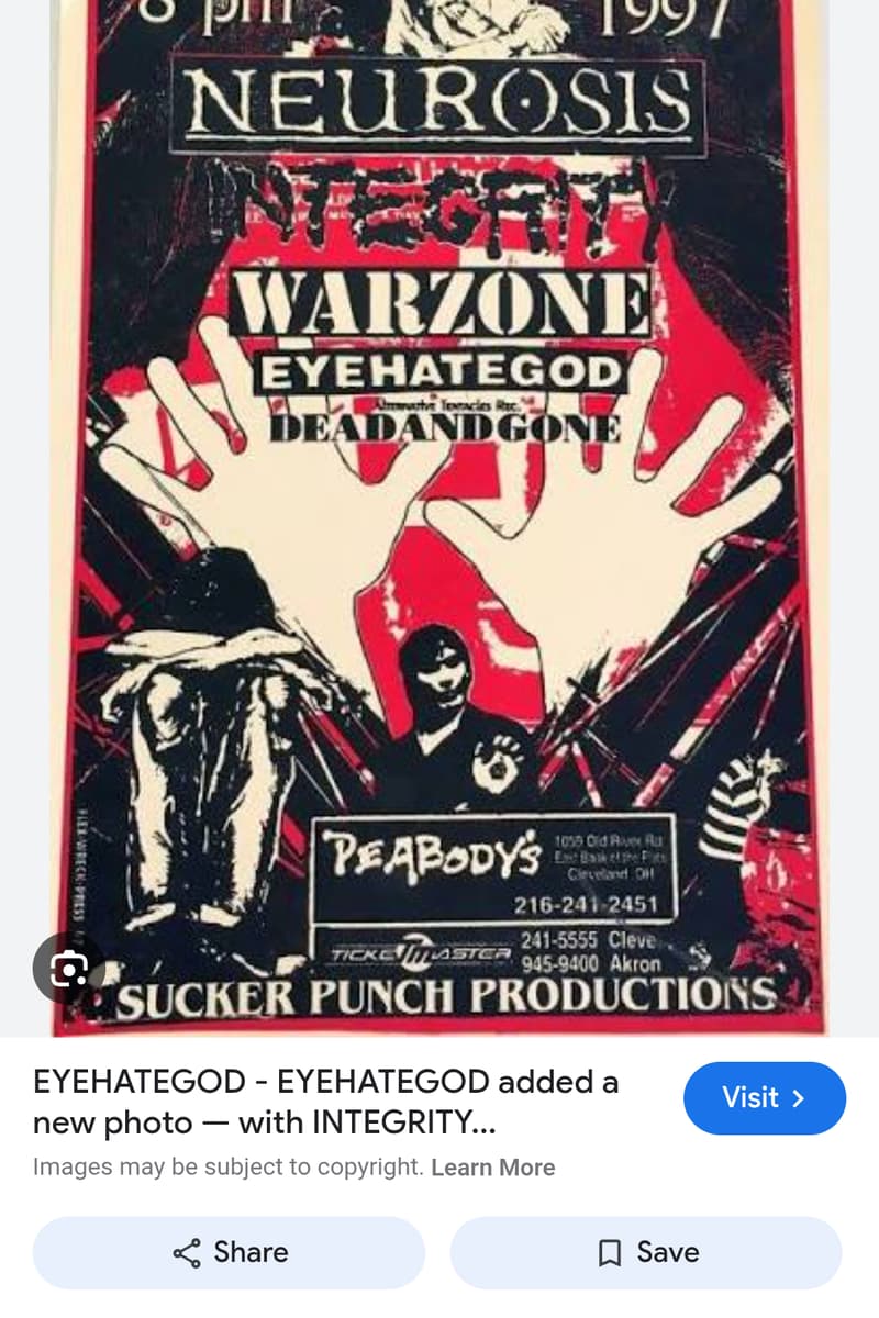 Dead and Gone, Warzone, Integrity, Eyehategod, Neurosis - at Peabody's - Cleveland, OH - May 16, 1997