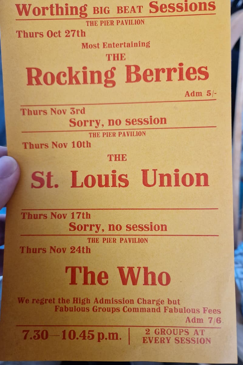 The Who, The Rocking Berries, The St. Louis Union - at The Pier Pavilion - Worthing