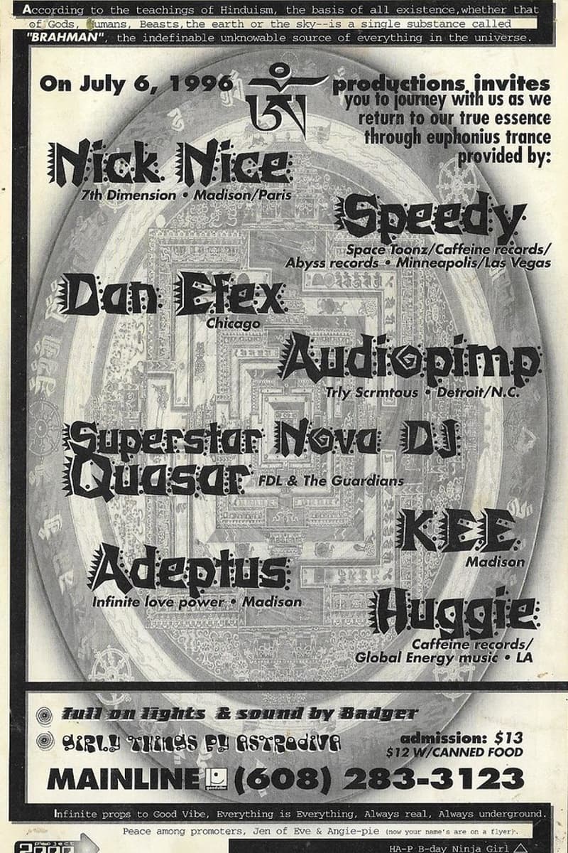 Superstar Nova DJ, Quasar, Nick Nice, Speedy, Huggie - at Mainline - Madison, WI - Jul 6, 1996