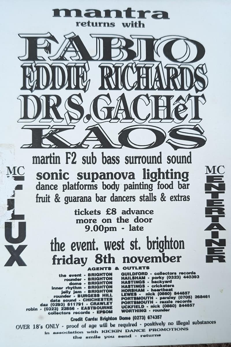 MC Entertainer, Eddie Richards, Dr S. Gachet, MC Flux, Kaos - at The Event - Brighton - Nov 8, 1996