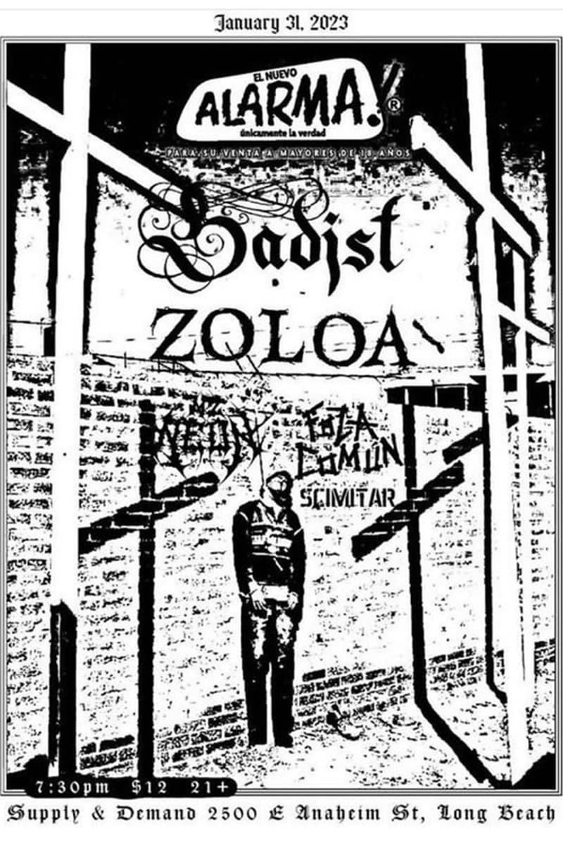 Zoloa, Scimitar, Foza Comun, Sadist, Metix - at Supply & Demand - Long Beach, CA - Jan 31, 2023