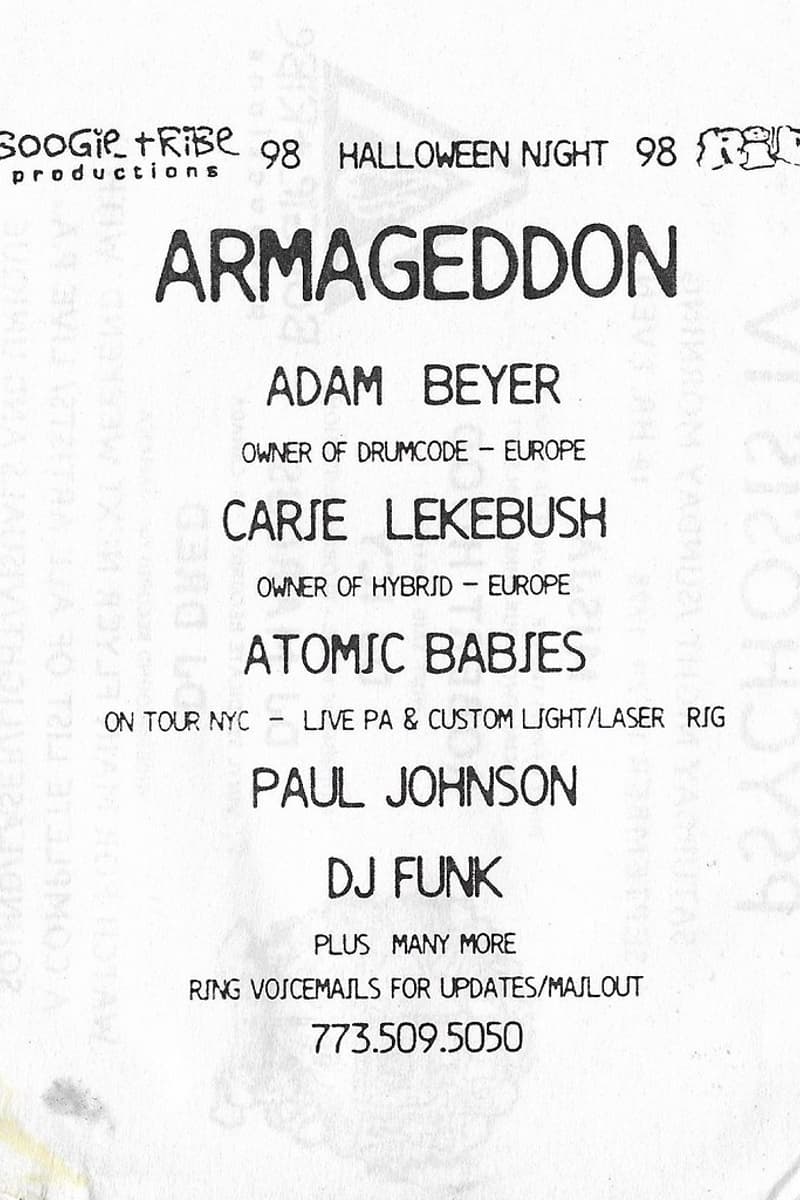 Adam Beyer, Atomic Babies, Carje Lekebush, Paul Johnson, DJ Funk - Chicago, IL - Oct 31, 1998