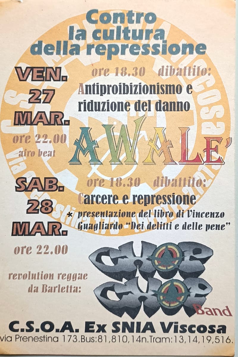 Chop Chop Band, afro beat (unnamed artist/DJ), Awale' - at C.S.O.A. Ex SNIA Viscosa - Roma - Mar 27, 1998