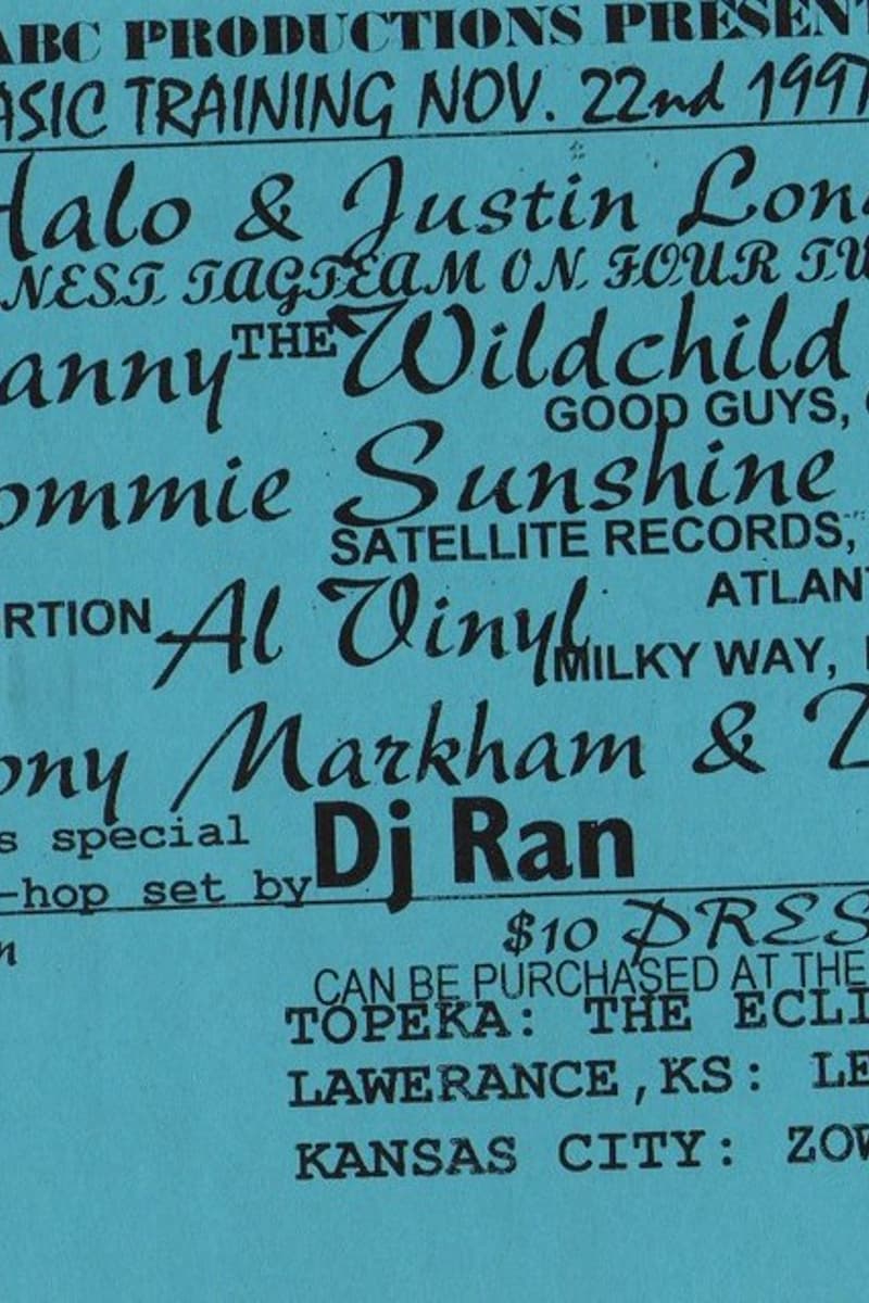 Halo, Danny The Wildchild, Dj Monkey, Tommie Sunshine, Tony Markham - at Basic Training - Topeka / Lawrence / Kansas City, KS - Nov 22, 1997