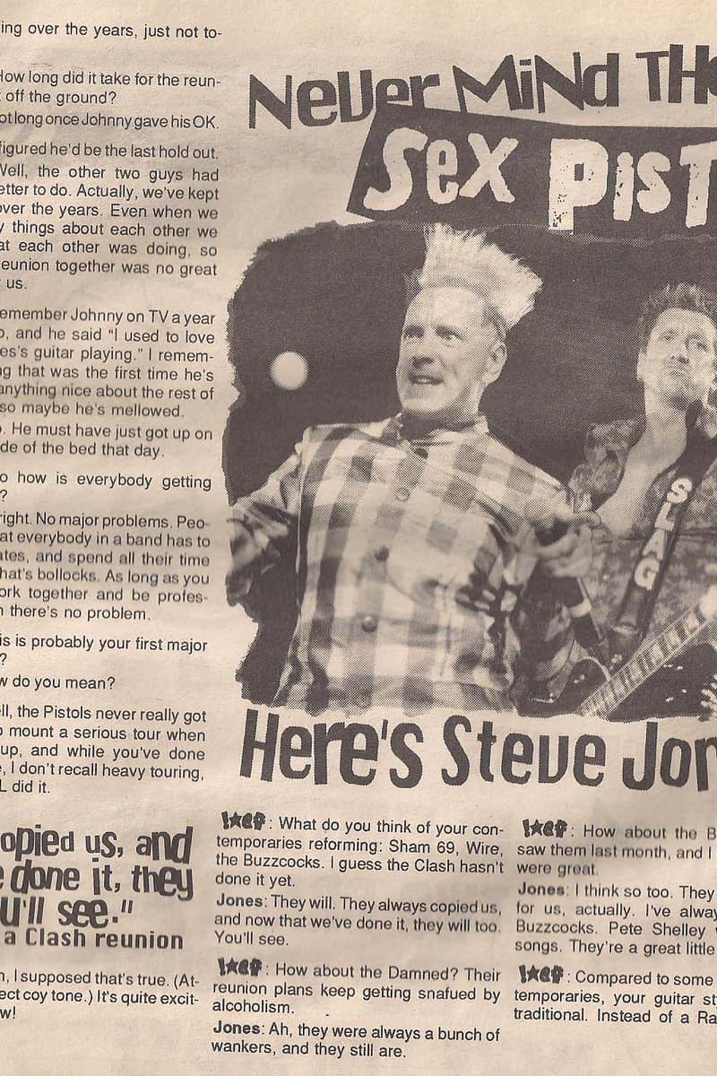 Steve Jones, Sex Pistols - Finland (mentioned as recent tour stop) - Jan 1, 1996