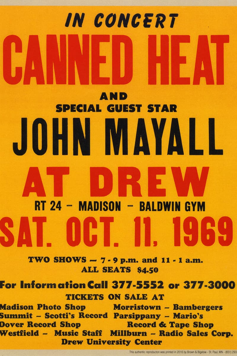 John Mayall, Canned Heat - at Baldwin Gym, Drew University - Madison, NJ - Oct 11, 1969