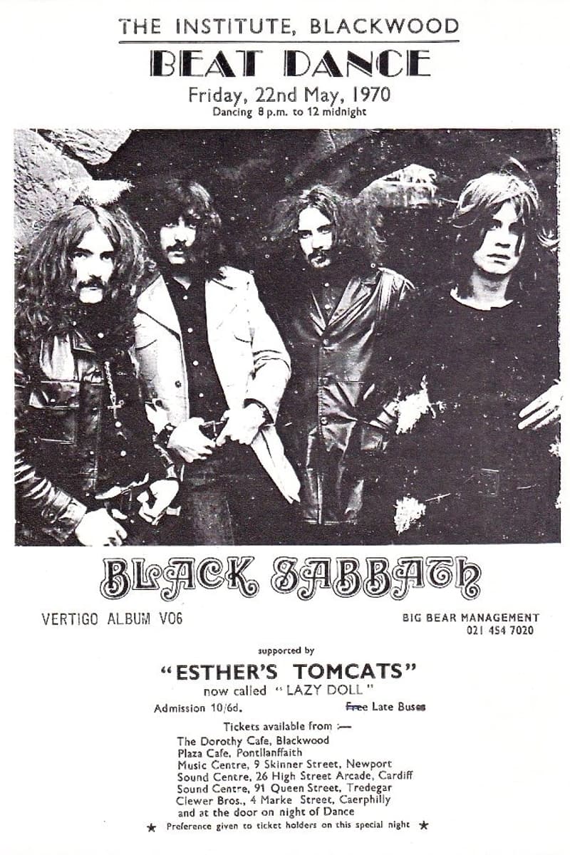 Esther's Tomcats (now called Lazy Doll), Black Sabbath - at The Institute, Blackwood - Blackwood - May 22, 1970