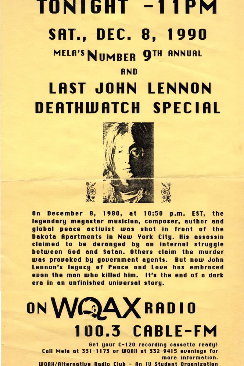 John Lennon - at WQAX Radio 100.3 Cable-FM - Dec 8, 1990