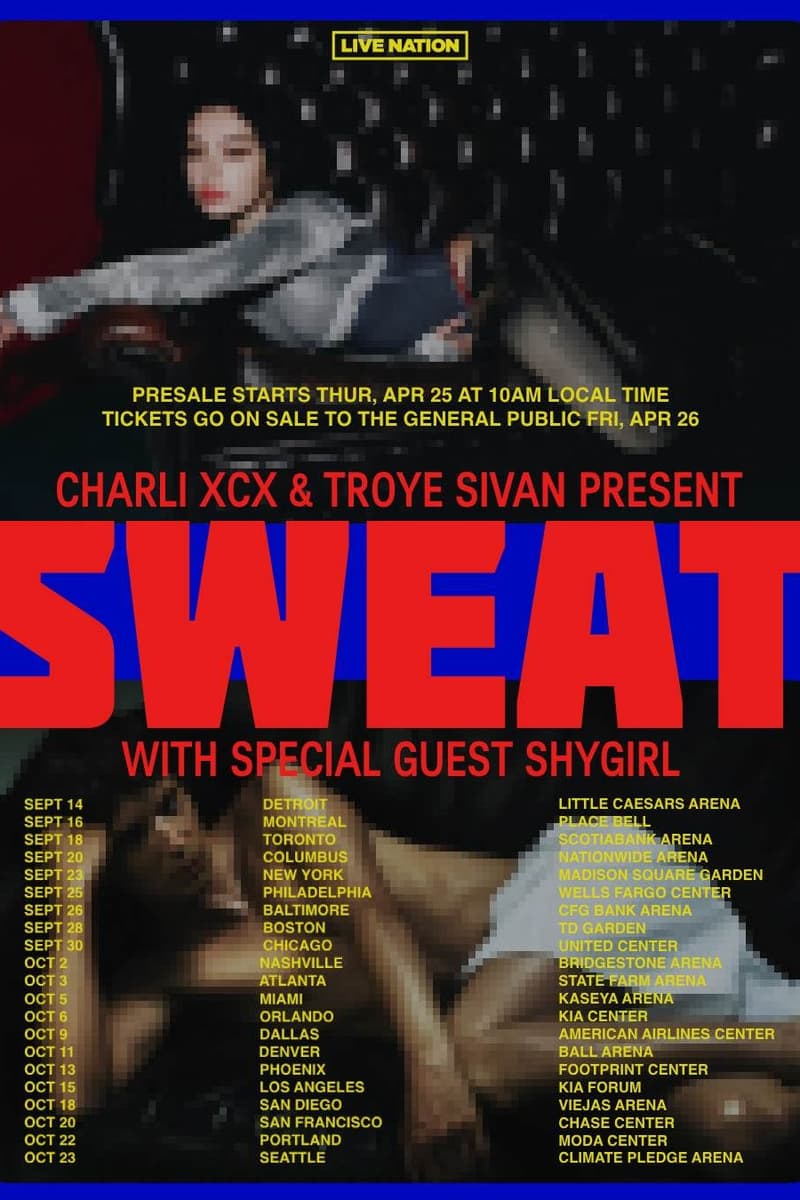 Shygirl, Charli XCX, Troye Sivan - at Multiple venues - Tour - Multiple cities, Multiple states + Canada