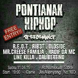OLDSIDE, DALIBERTINO, MR. CREESE FAMILIA, LINE KILLA, RIB3T - at Numskull Store - Pontianak - Apr 11, 2015