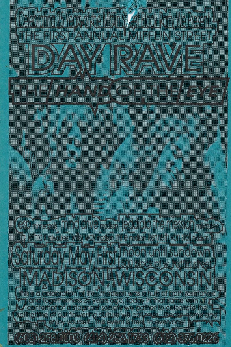 ESP, Jethro X, Jeddidia the Messiah, Mr. E, Milky Way - at Mifflin Street Block Party / Day Rave - Madison, WI - May 1, 1993