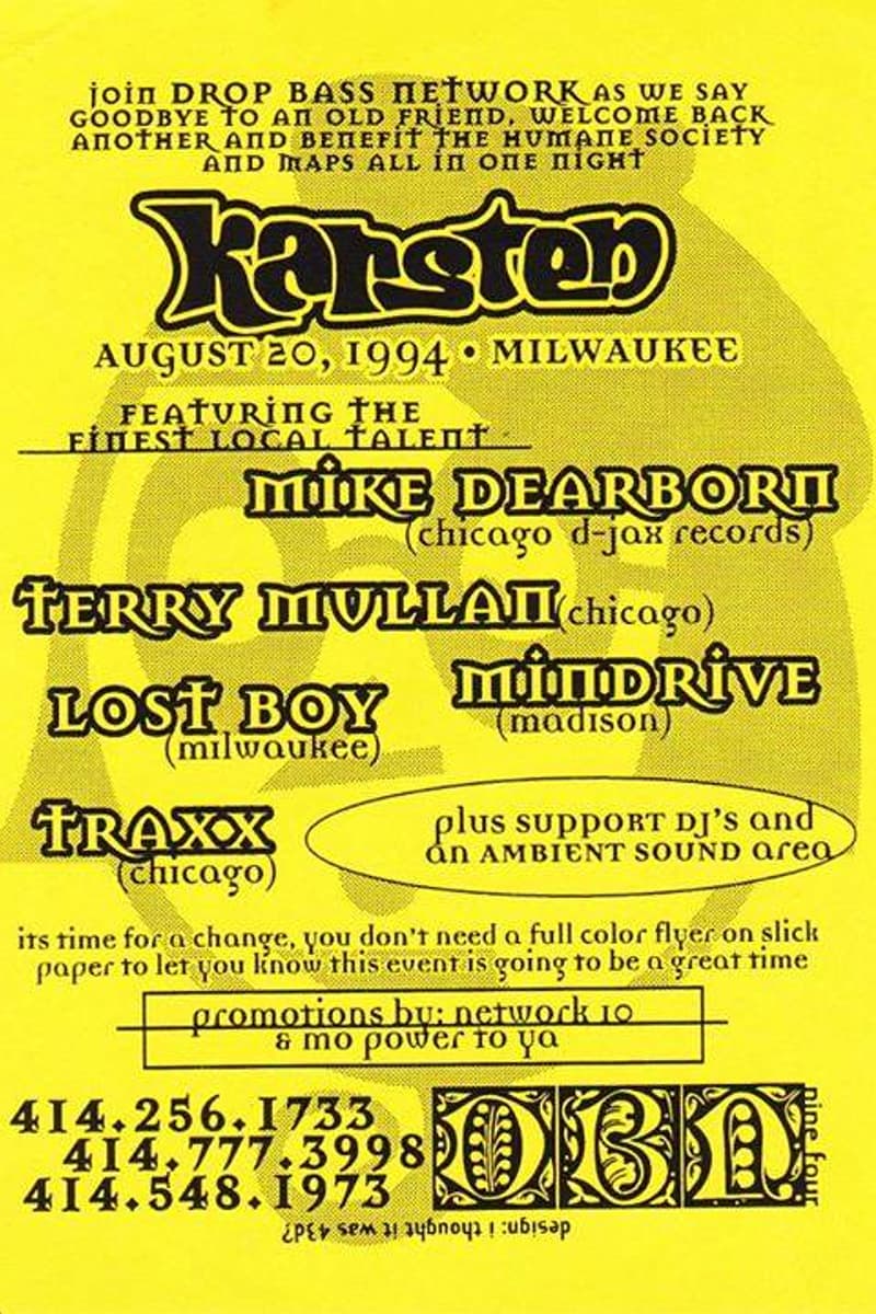 Terry Mullan, TRAXX, Mike Dearborn, Lost Boy, Mindrive - at Karsten - Milwaukee, WI - Aug 20, 1994