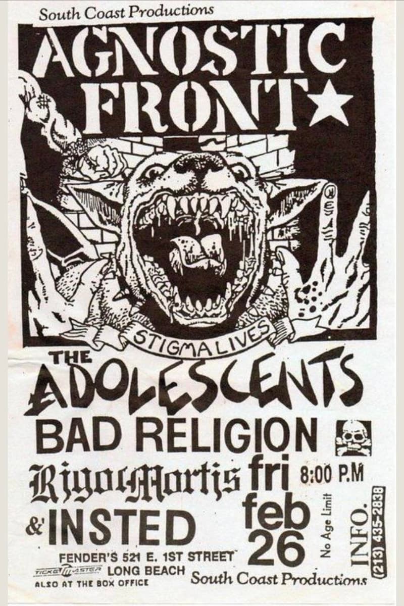 Insted, Rigor Mortis, Agnostic Front, Bad Religion, The Adolescents - at Fender's - Long Beach, CA