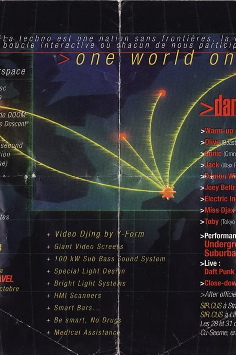 Electric Indigo, Underground Resistance, Damon Wild, Miss Djax, Rheyi (SIR.CUS) - at Aéronet de Lille - Strasbourg / Lille / Paris / Marseille (multiple cities) - Oct 31, 1995