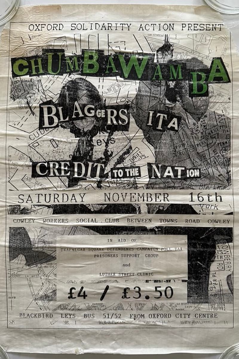 Credit to the Nation, Chumbawamba, Blaggers ITA - at Cowley Workers Social Club - Oxford - Nov 16, 1991