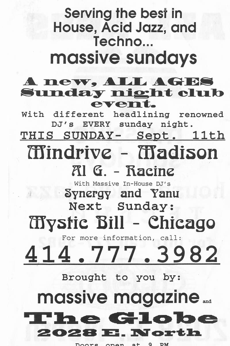 YANU, Synergy, Al G., Mindrive, Mystic Bill - at The Globe - Milwaukee, WI - Sep 11, 1994