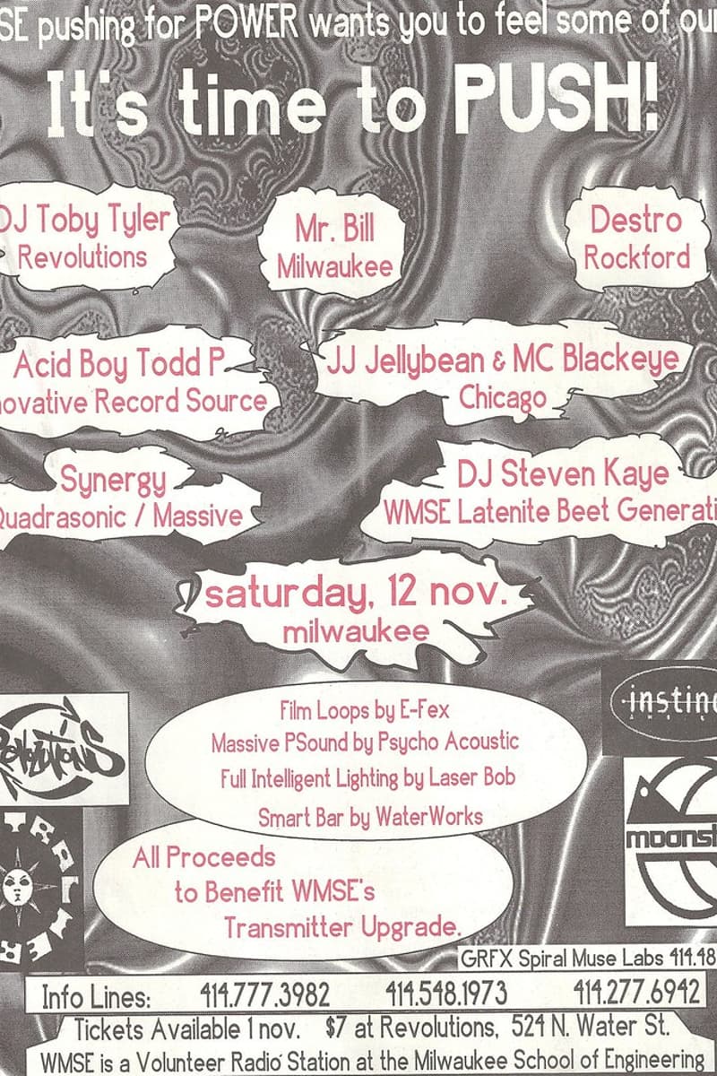 JJ Jellybean & MC Blackeye, DJ Steven Kaye, Destro, Acid Boy Todd P, Synergy - at Revolutions - Milwaukee, WI - Nov 12, 1994