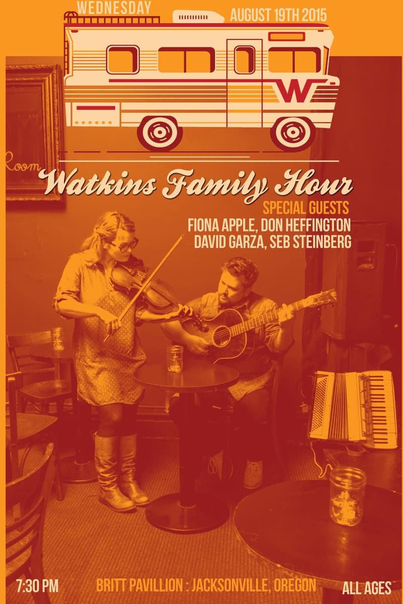Seb Steinberg, Fiona Apple, David Garza, Watkins Family Hour, Don Heffington - at Britt Pavillion - Jacksonville, OR - Aug 19, 2015