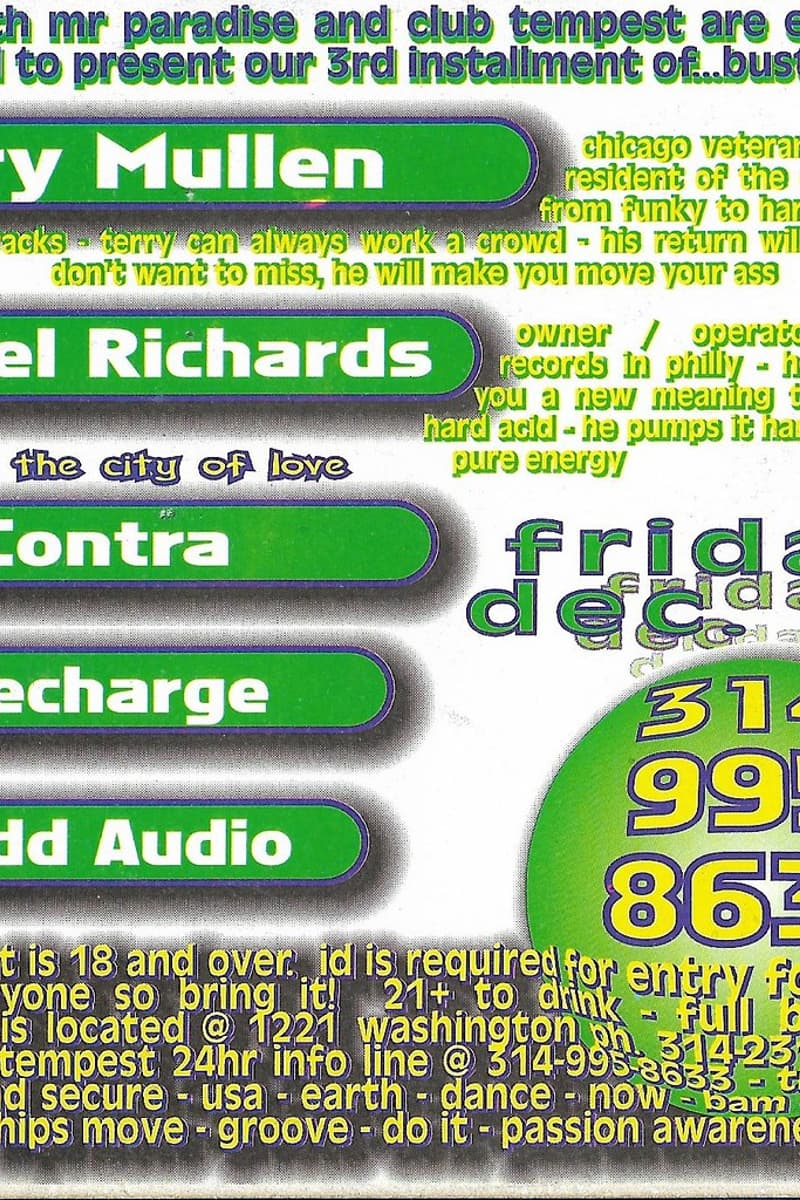 Terry Mullen, Nigel Richards, Contra, Kidd Audio, Recharge - at Club Tempest - St. Louis, MO - Dec 19, 1997