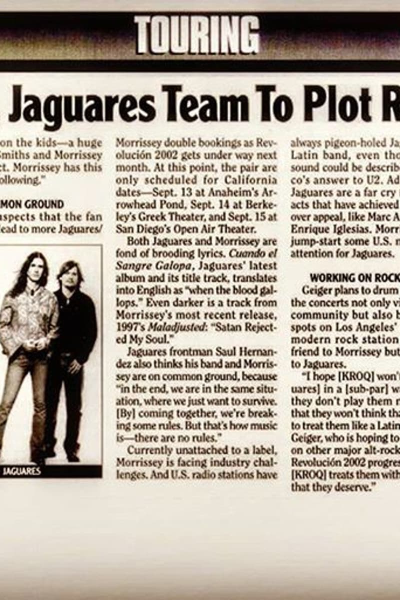 Jaguares, Morrissey - at Arrowhead Pond, Berkeley's Greek Theater, San Diego's Open Air Theater - Anaheim, Berkeley, San Diego, Los Angeles, CA