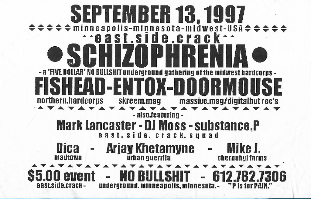 Entox, Mike J., DoorMouse, Arjay Khetamyne, Fishead - at east.side.crack - Minneapolis, MN - Sep 13, 1997