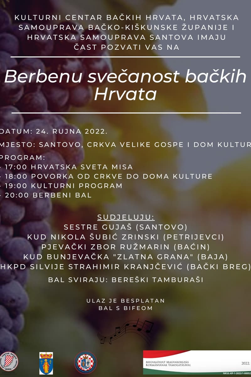 KUD Bunjevačka 'Zlatna Grana', HKPD Silvije Strahimir Kranjčević, Bereški Tamburaši, KUD Nikola Šubić Zrinski, Sestre Gujaš - at Crkva Velike Gospe i Dom Kulture - Santovo - Sep 24, 2022