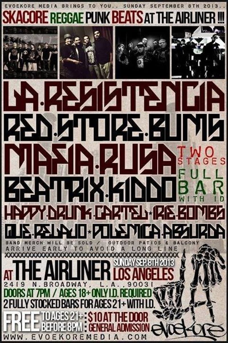 Que Relajo, Beatrix Kiddo, Red Store Bums, Polemica Absurda, Ire Bombs - at The Airliner - Los Angeles, CA - Sep 8, 2013