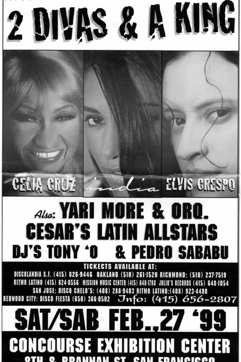 Yari More & Orq., Celia Cruz, DJ Tony 'O, Cesar's Latin Allstars, Elvis Crespo - at Concourse Exhibition Center - San Francisco, CA - Feb 27, 1999