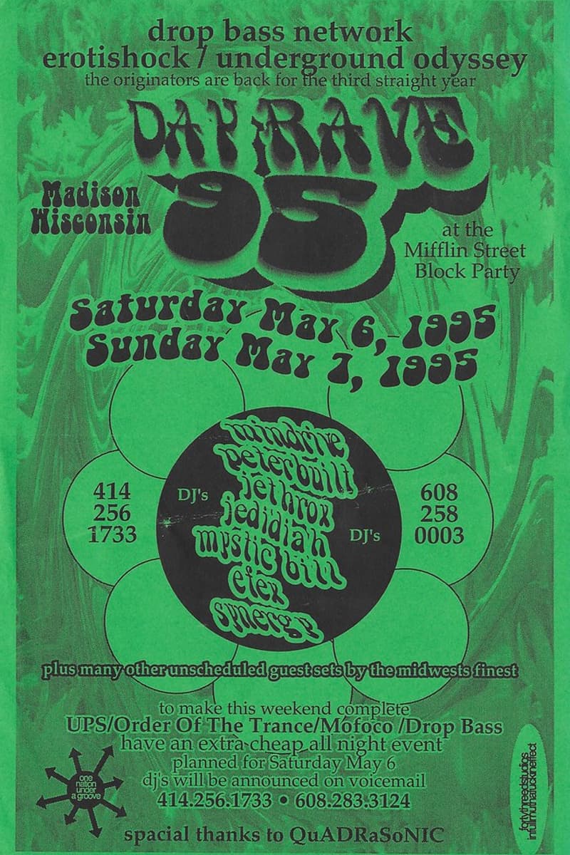 Peterbuilt, Jedidiah, Elex, Jet Throx, Synerge - at Mifflin Street Block Party - Madison, WI - May 6, 1995