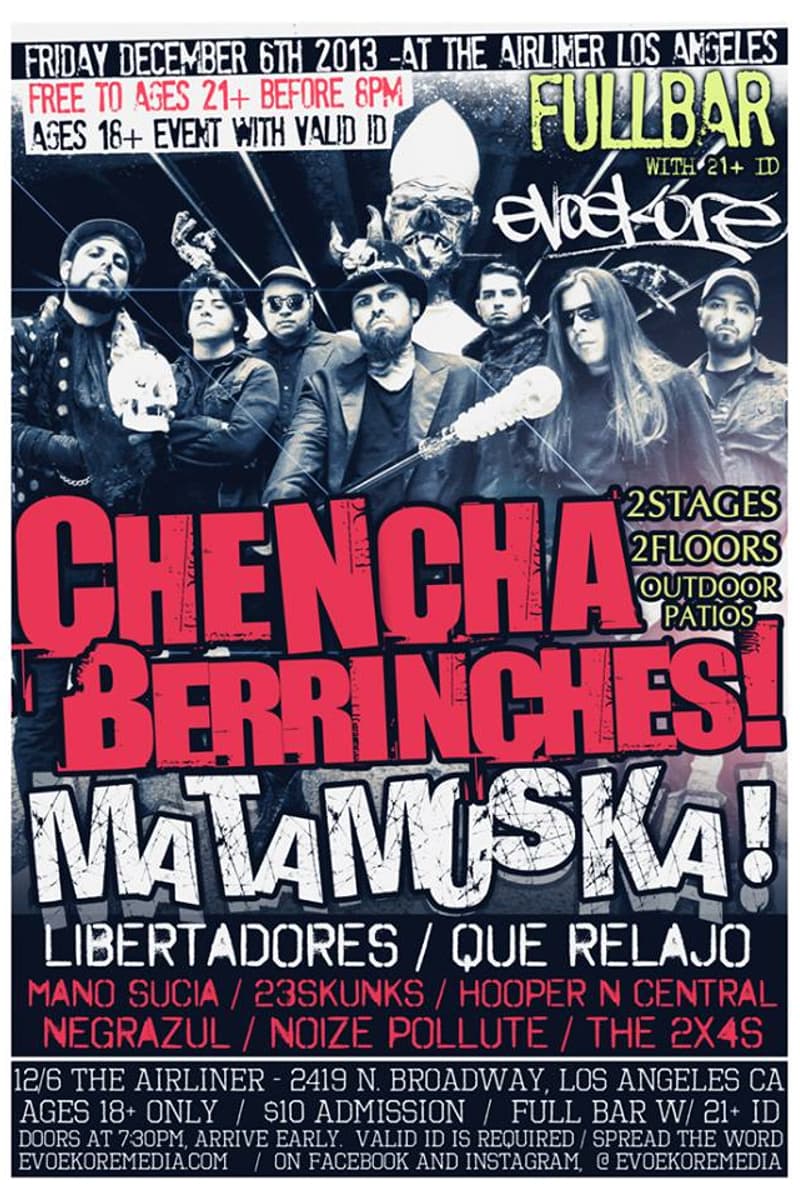 Que Relajo, Chencha Berrinches, 23Skunks, Libertadores, Mano Sucia - at The Airliner - Los Angeles, CA - Dec 6, 2013