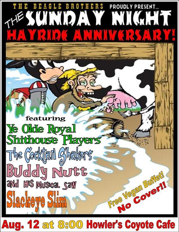 Buddy Nutt and His Musical Saw, Ye Olde Royal Shithouse Players, Slackeye Slim, The Cocktail Shakers - at Howler's Coyote Cafe - Bloomfield