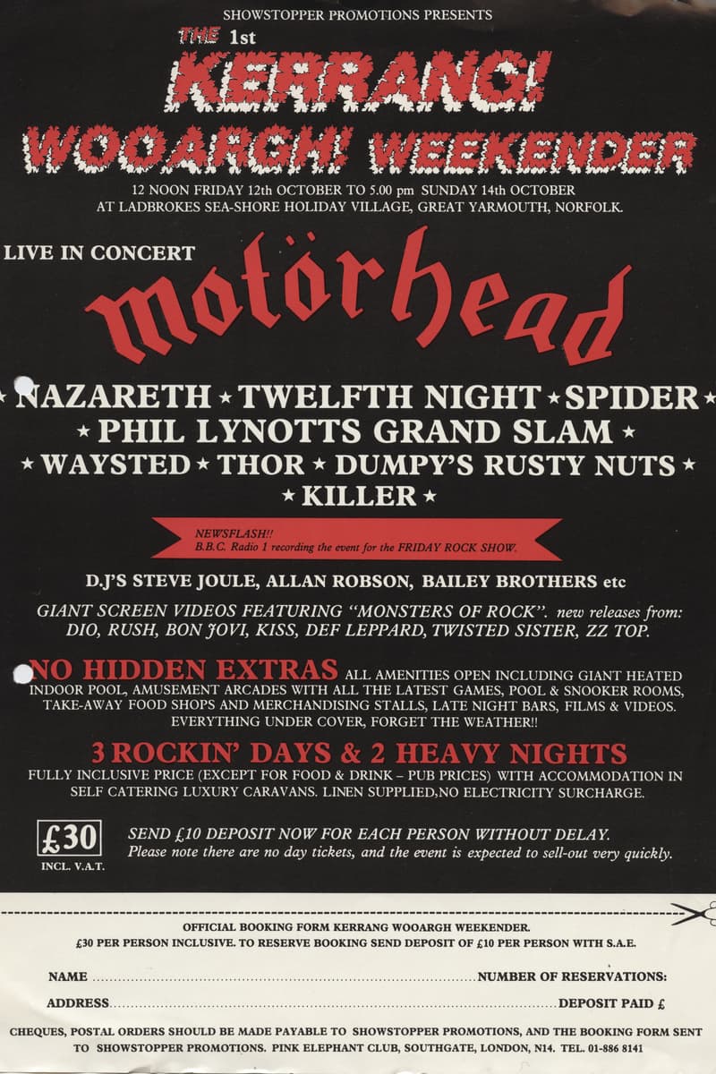 Waysted, Motörhead, Nazareth, Spider, Allan Robson - at Ladbrokes Sea-Shore Holiday Village - Great Yarmouth, Norfolk - Oct 12, 1984
