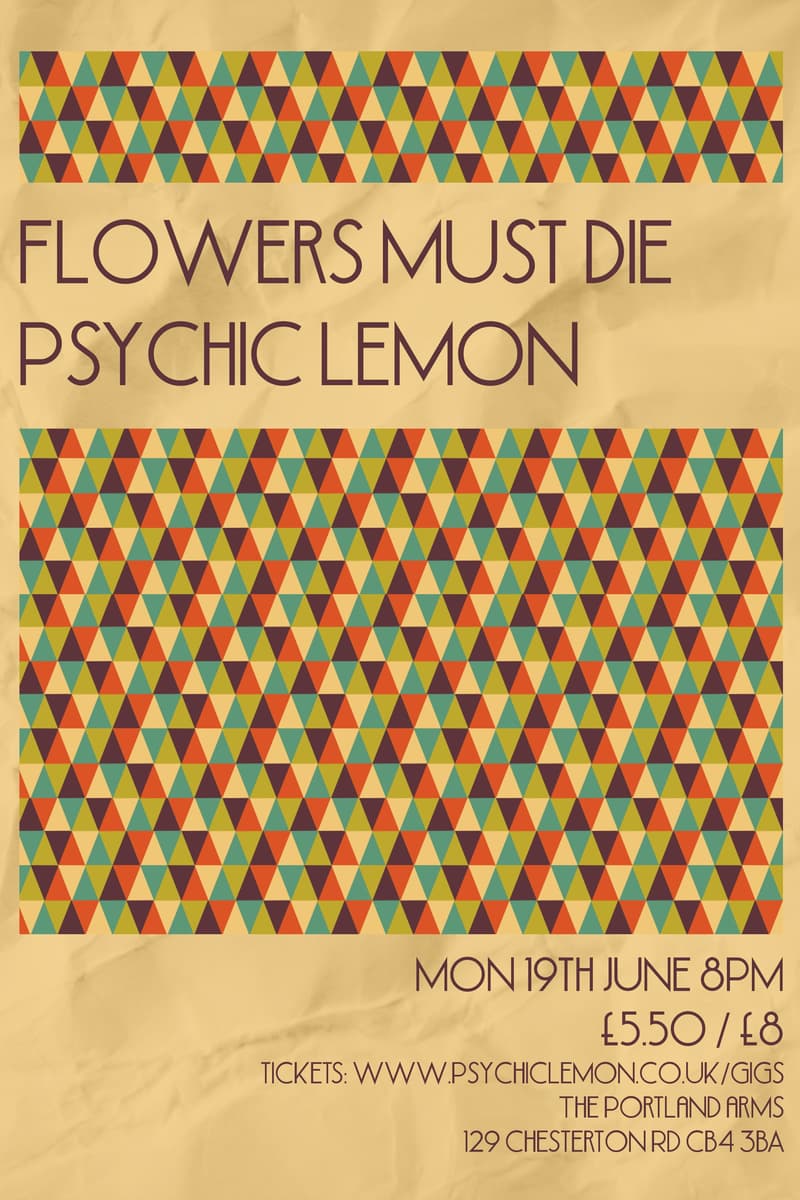 Flowers Must Die, Psychic Lemon - at The Portland Arms - Cambridge - Jun 19, 2017
