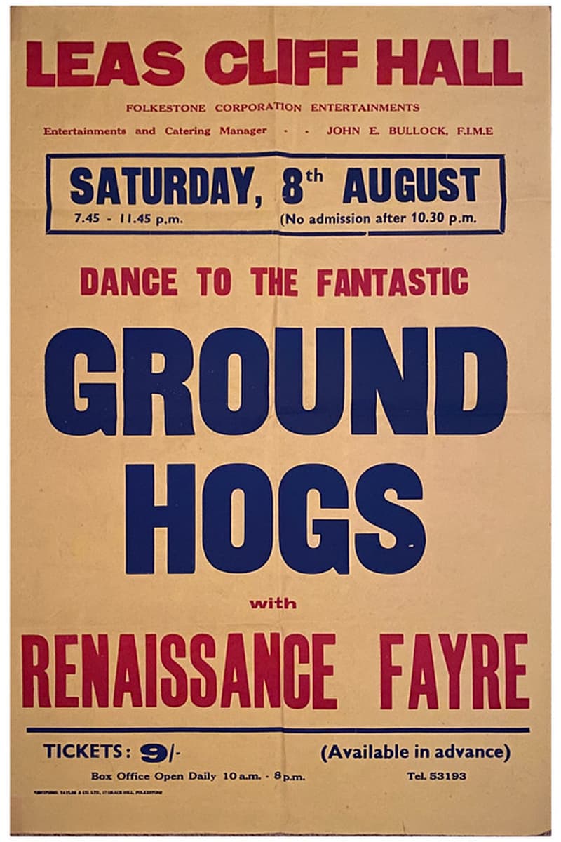 Renaissance Fayre, Groundhogs - at Leas Cliff Hall - Folkestone - Aug 8, 1964
