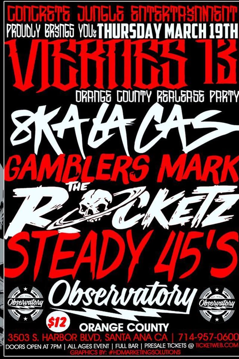 Viertes 13, Skalachas, Gamblers Mark, The Rocketz, Steady 45's - at Observatory Orange County - Santa Ana, CA - Mar 19, 2015