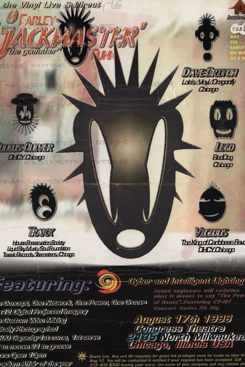 Dave Briton, O Farley 'Jackmaster' Funk (the godfather), Lego, TRAXX, Julius Oliver - at Congress Theatre - Chicago, IL - Aug 17, 1996