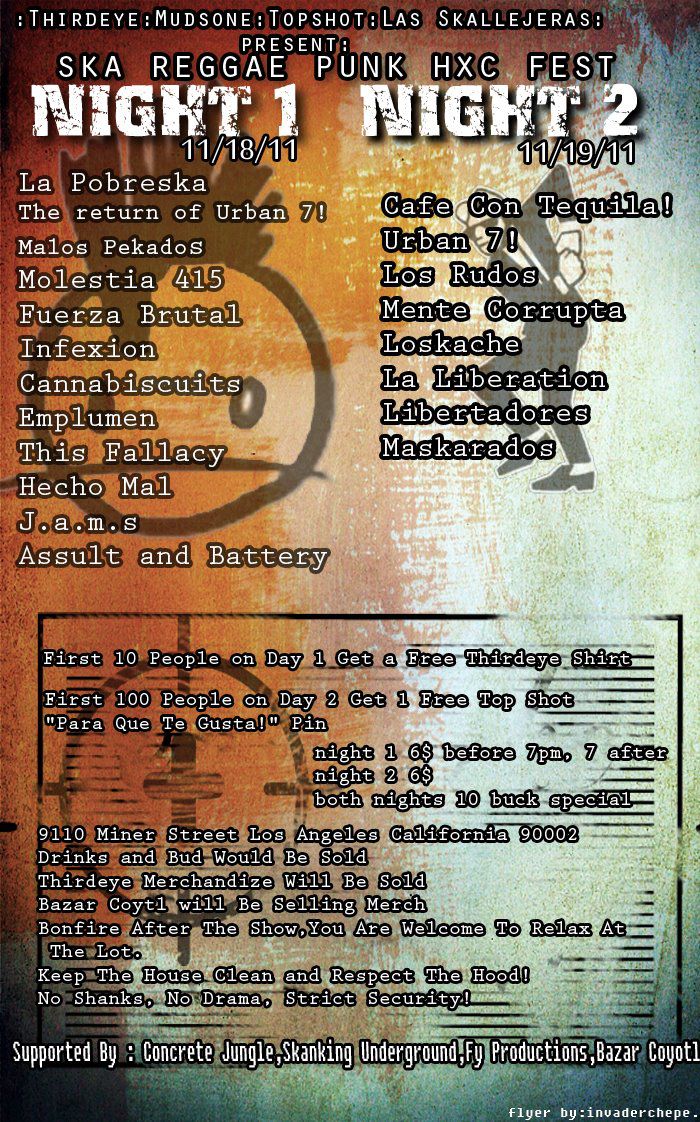 Libertadores, Maskarados, J.A.M.S, Emplumen, Mente Corrupta - Los Angeles, CA - Nov 18, 2011