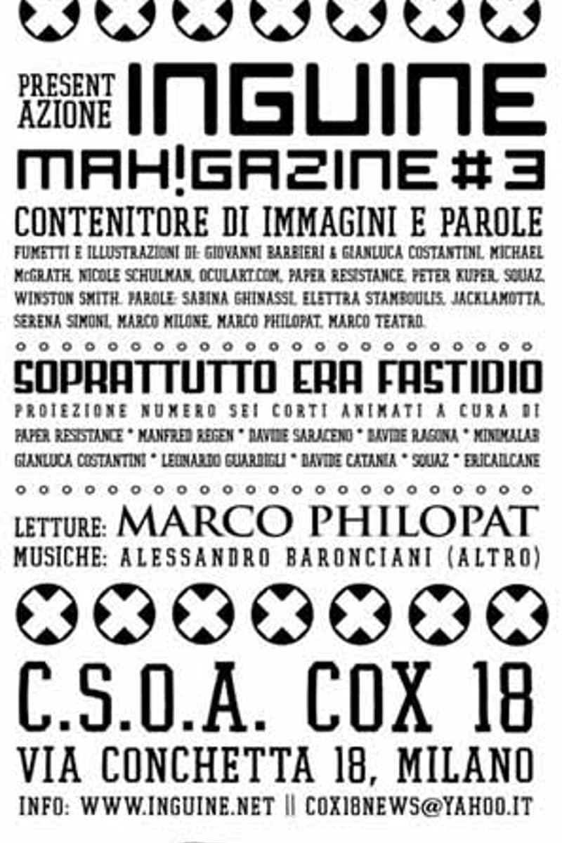 Leonardo Guardigli, Marca Teatro, Ericailcane, Jacklamotta, Oculart.com - at C.S.O.A. COX 18 - Milano