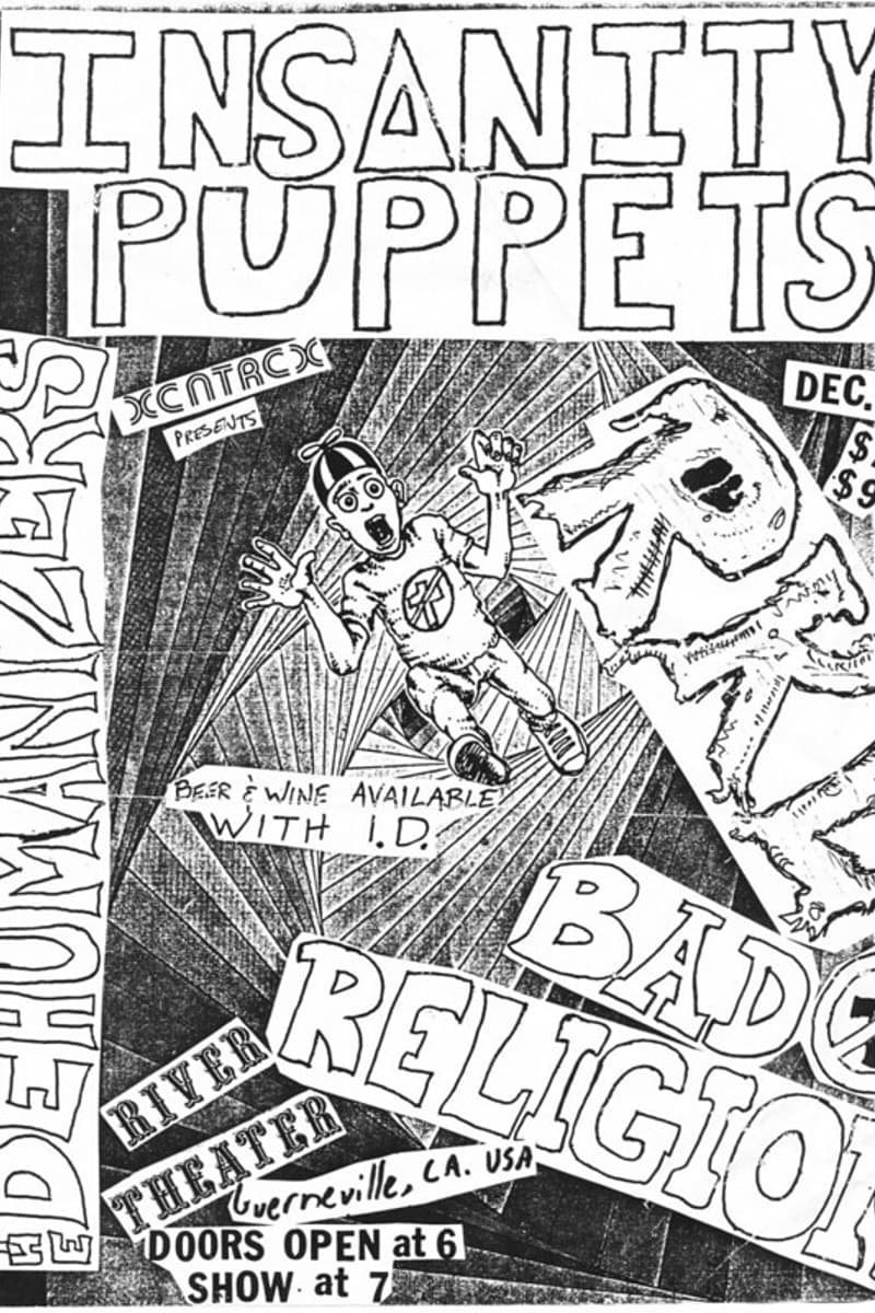 Insanity Puppets, RKL, Bad Religion, Dehumanizers - at River Theater - Guerneville, CA - Dec 16, 1988