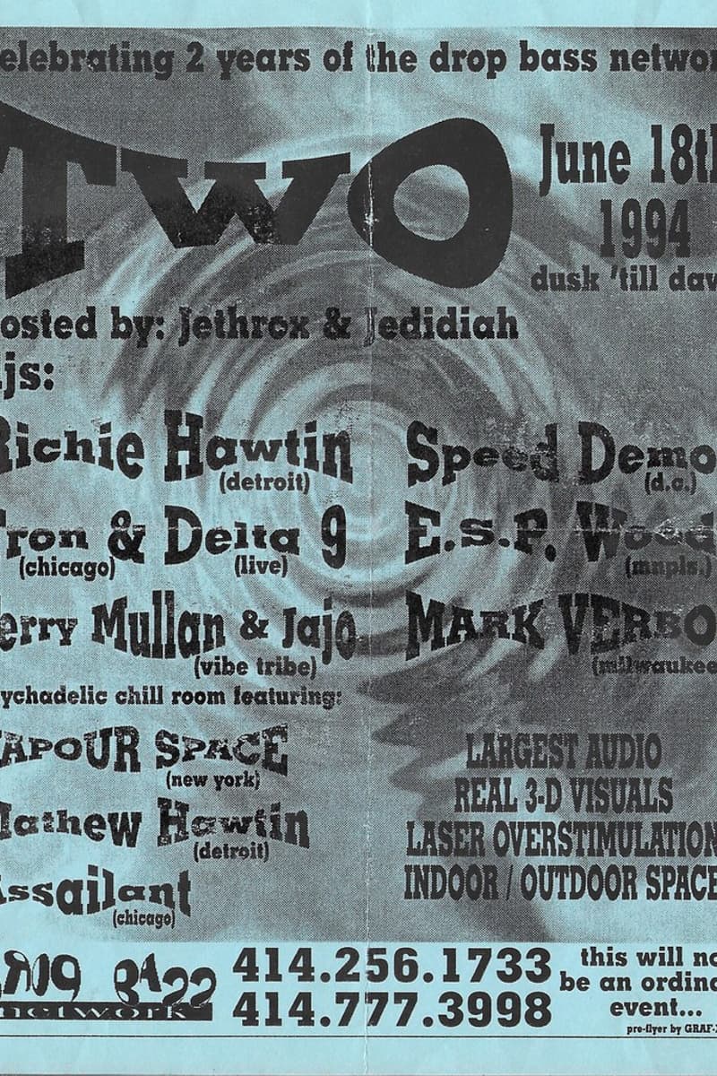 Terry Mullan & Jajo, Speed Demon, Richie Hawtin, Mark Verbos, Tron & Delta 9 - at Drop Bass Network - Jun 18, 1994