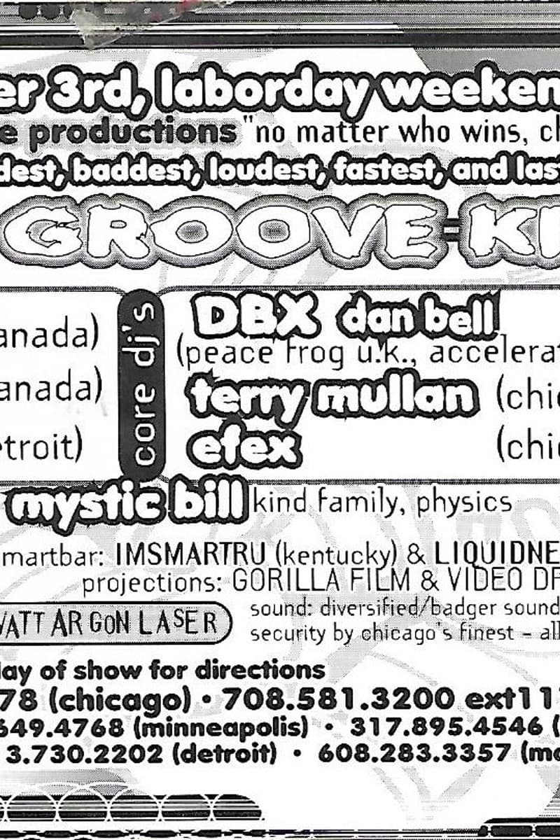 Terry Mullan, HRD CRU, Efex, DBX (Dan Bell), LIQUIDNEOS - at Family Groove Kitchen - Chicago, IL - Sep 3, 2000