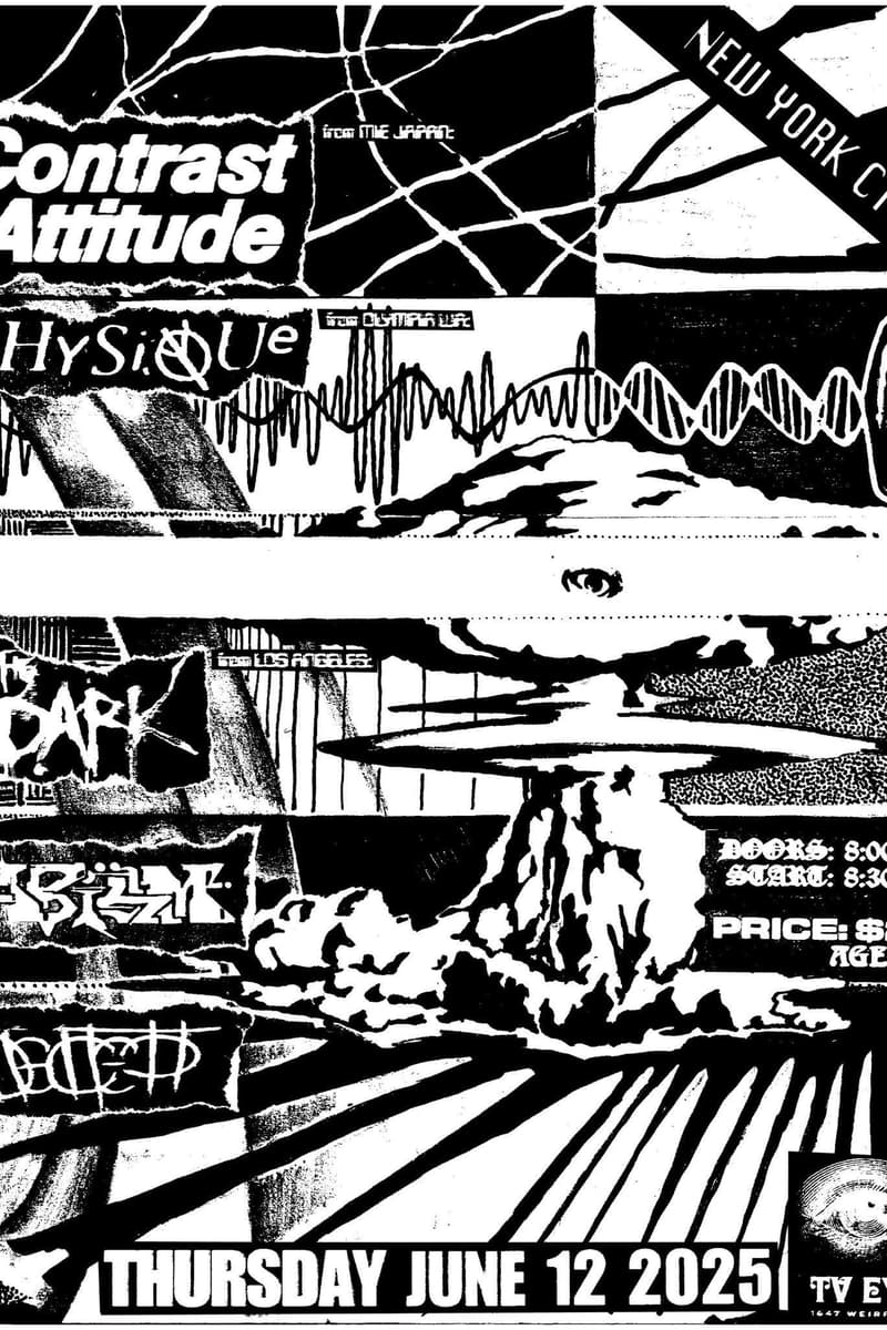 Contrast Attitude, Void (graffiti-style lettering - partially legible), The Dark, Physique, Azioni (possibly 'Abism' or similar - partially legible) - at TV Eye - New York City, NY - Jun 12, 2025