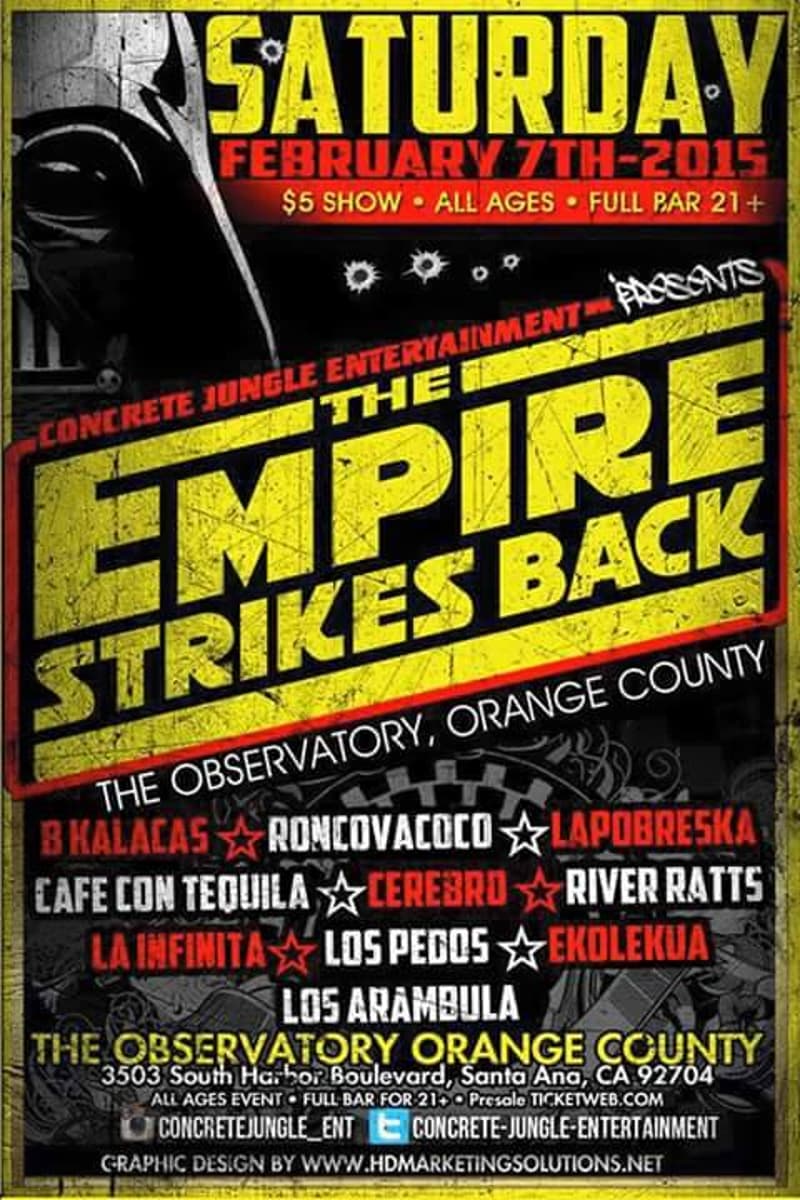 La Infinita, Roncovacoco, Los Arambula, Cerebro, Los Pedos - at The Observatory Orange County - Santa Ana, CA - Feb 7, 2015