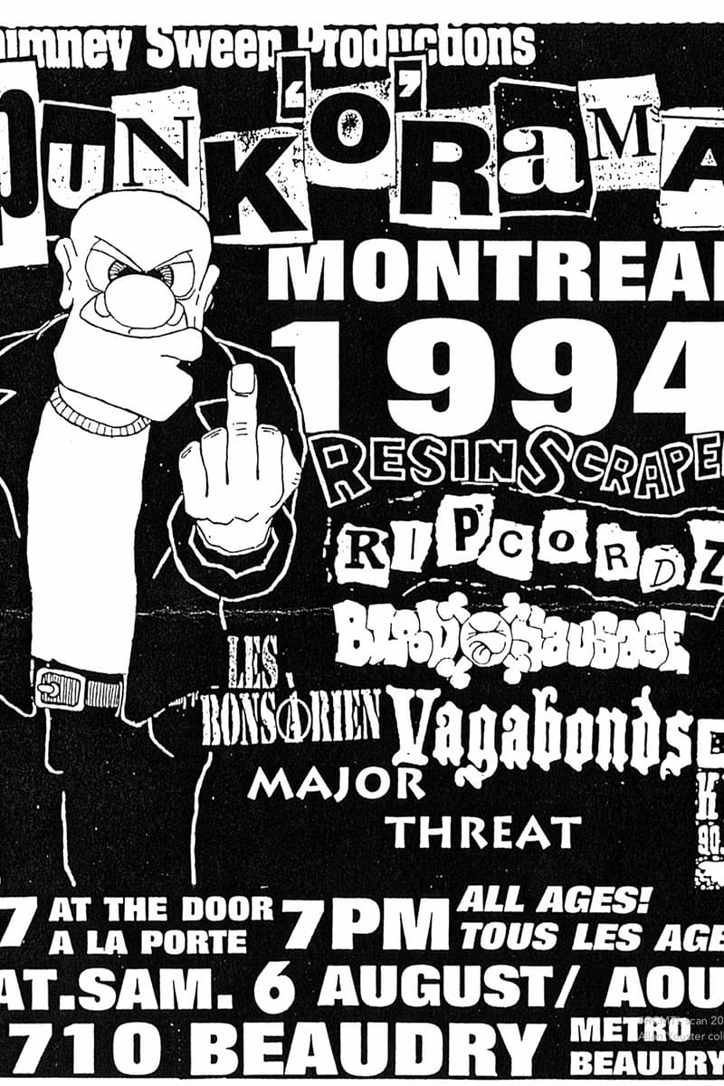 Resin Scraper, Les Bons à Rien, Bloody Sausage, Vagabonds, Ripcordz - at Metro Beaudry - Montreal - Aug 6, 1994