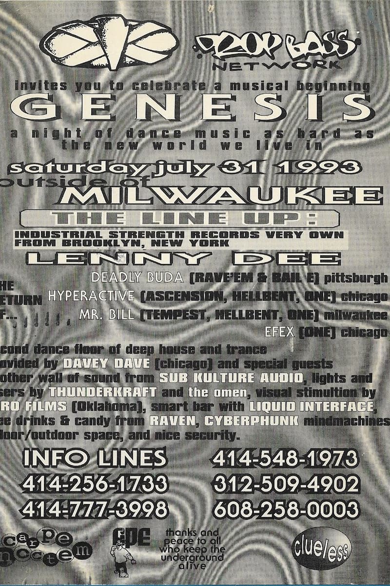 Lenny Dee, Davey Dave, Efex, Mr. Bill, Hyperactive - at Outside of Milwaukee (exact venue not specified) - Milwaukee, WI - Jul 31, 1993