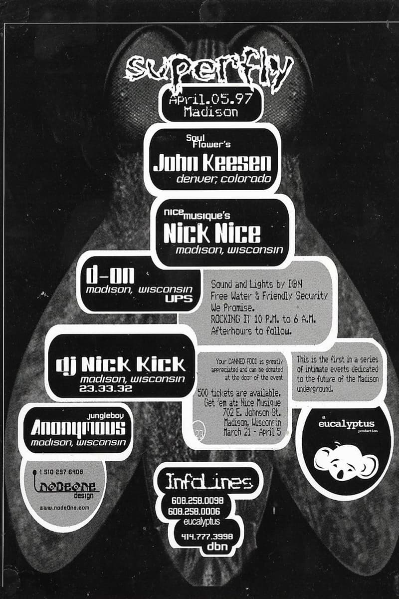 John Keesen, Nick Nice, Anonymous, D-on, DJ Nick Kick - at Nice Musique - Madison, WI - Apr 5, 1997