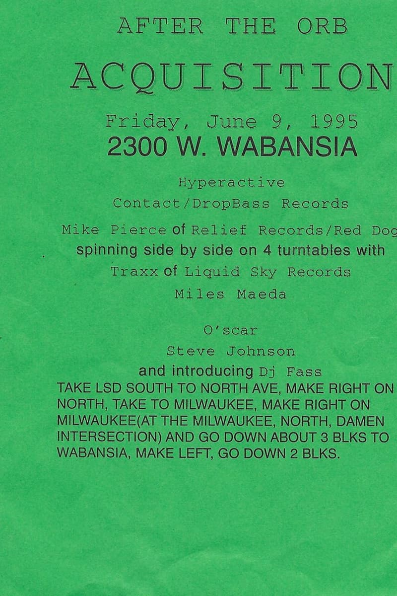 DJ Fass, Mike Pierce, TRAXX, Miles Maeda, Contact/DropBass Records - at Acquisition - Chicago, IL - Jun 9, 1995