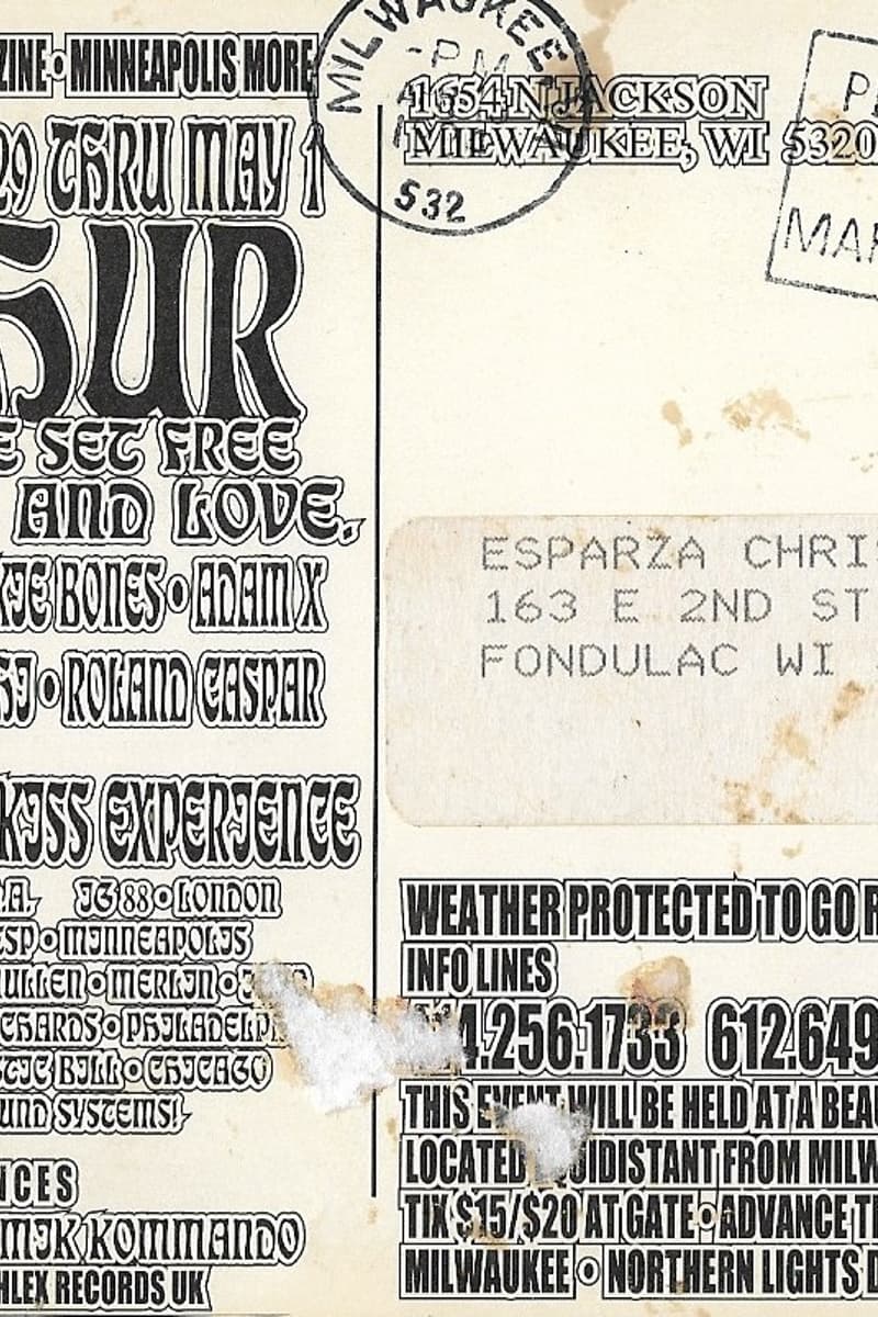 Niger Richards, Spectral Emotions, JG 88, ESP, Aphex Twin - Wisconsin (outdoor site), WI - Apr 29, 1994