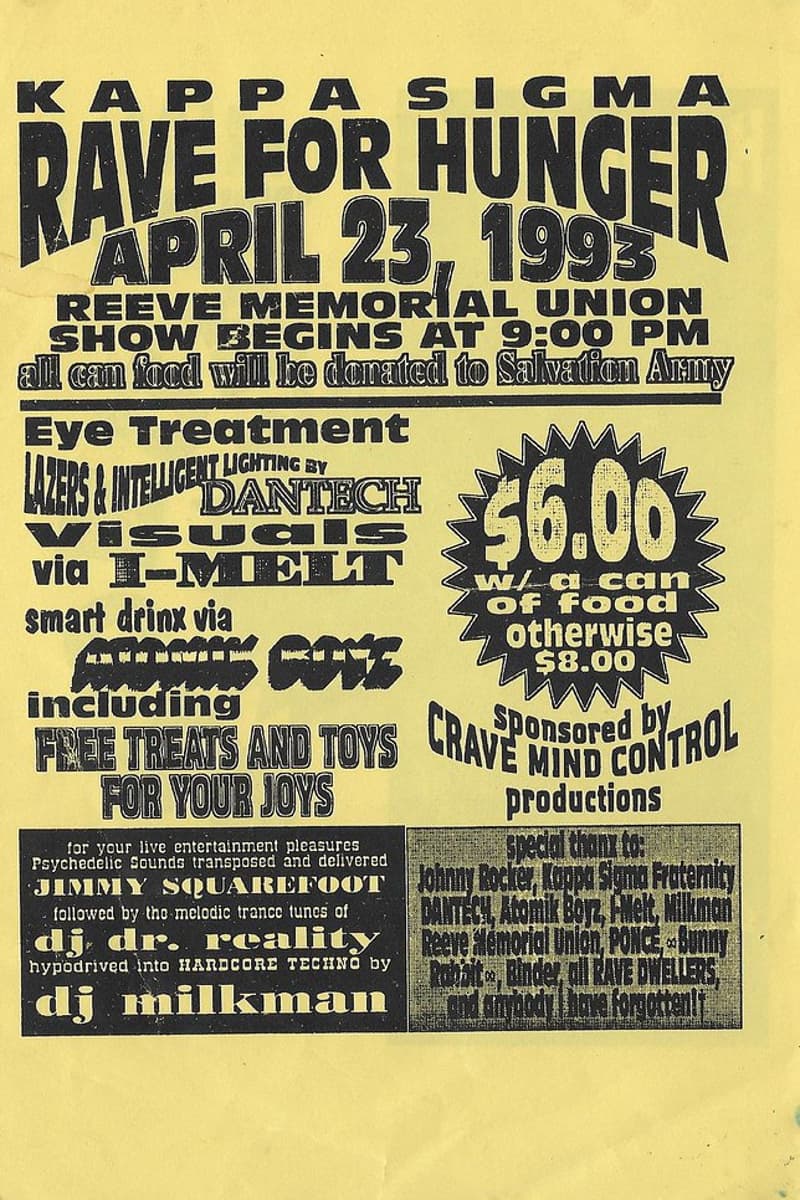 Dantech, I-Melt, Jimmy Squarefoot, Atomik Boyz, DJ Dr. Reality - at Reeve Memorial Union - Apr 23, 1993