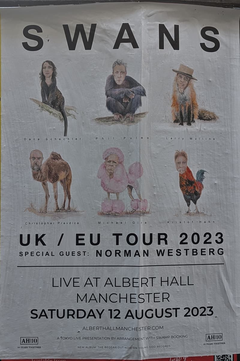 Michael Gira, Phil Puleo, Christopher Pravdica, Dana Schechter, Larry Mullins - at Albert Hall Manchester - Manchester - Aug 12, 2023